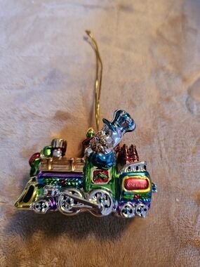 Coca‑Cola Multicolor Train Holiday‎ Ornament with Silver Accents